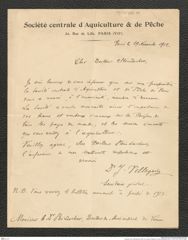 Nachlass Franz Steindachner, Brief von Jacques Pellegrin an Franz Steindachner (29.11.1912), Inv.Nr. 387.04, Seite 1